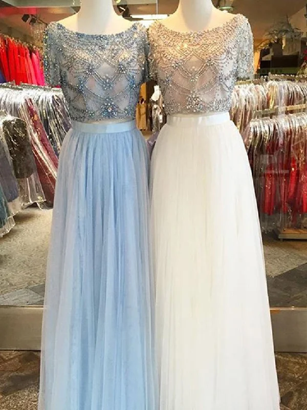 Online Specials Two Pieces Prom Dress Beautiful Rhinestone Long Prom Dress/Evening Dress JKS095