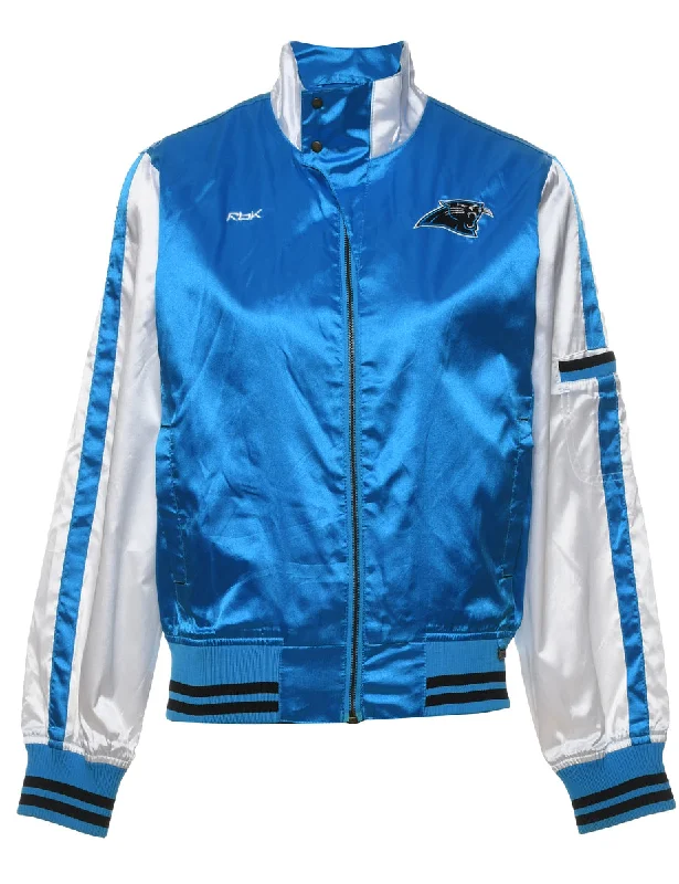 sporty jacketCarolina Panthers Blue & Grey Shiny Embroidered Nylon Jacket - M