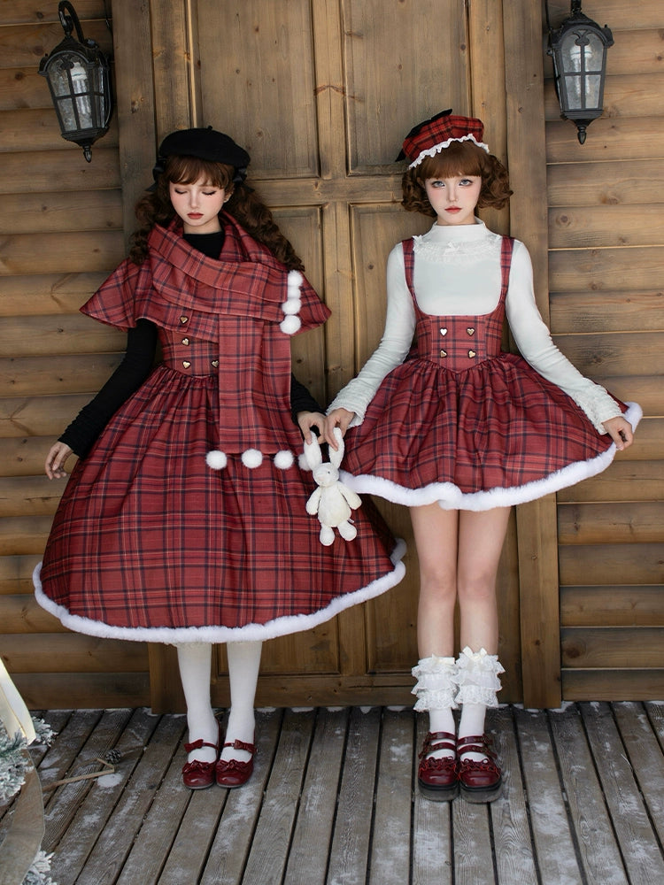 oversized dressWith PUJI~Wish Date~Twins Lolita Fishbone Bust-supporting JSK Winter Scarf-Cape