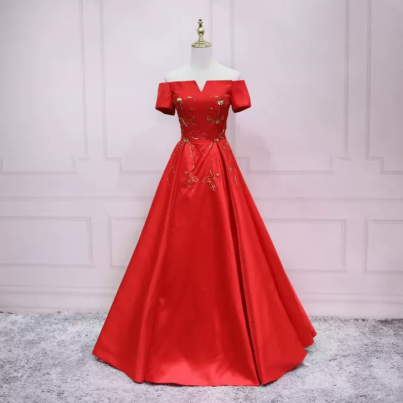 Reduced Prices flowy maxi dressShort Sleeves A-line Prom Dress s31