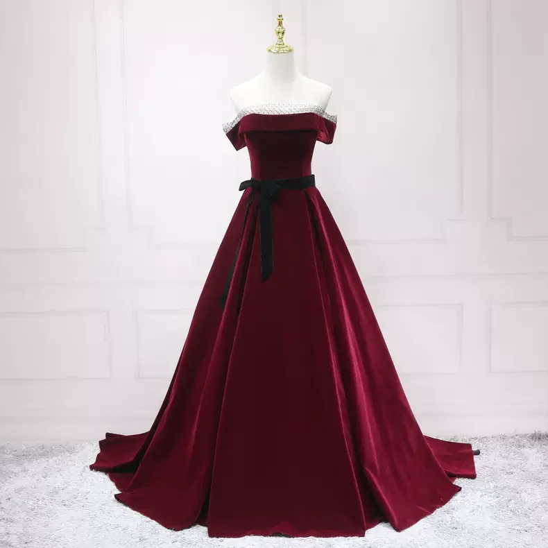 Must-Have Deals chic slip dressElegant Burgundy Prom Dress Simple Prom Dress  s21