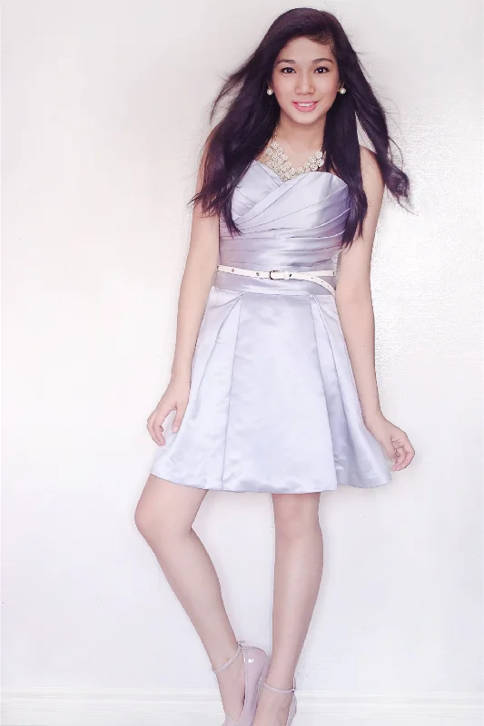Early Access A-line Sweetheart Knee Length Charmuse Pleated Prom Dress