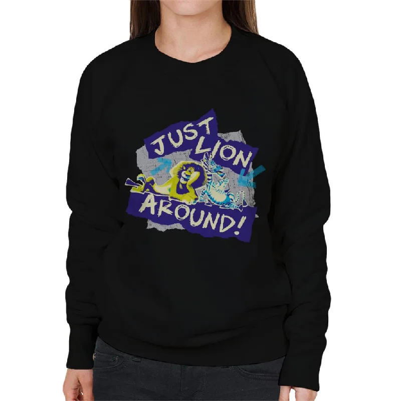 Clearance Items loose fit sports sweatshirtMadagascar Alex And Marty Just Lion Around Women's Sweatshirt