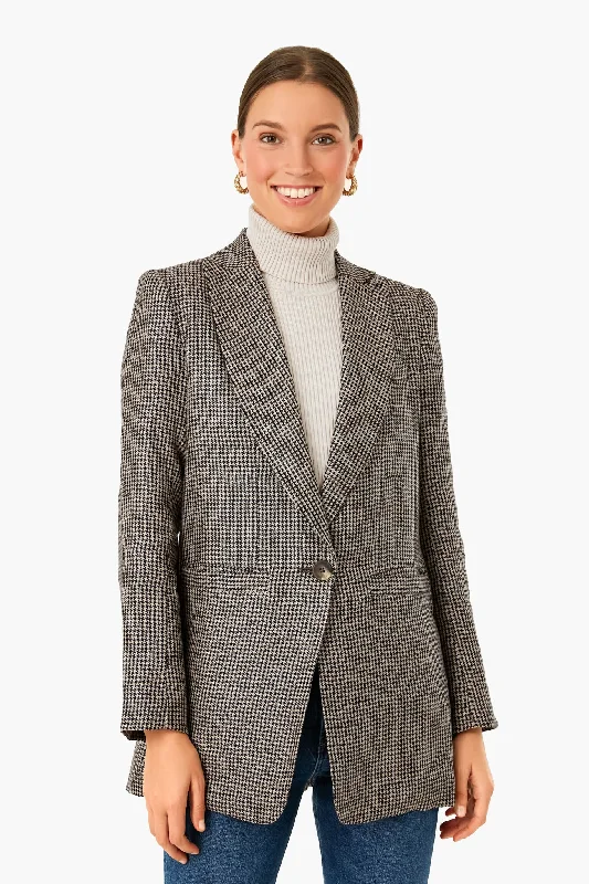 insulated winter jacketLinen Houndstooth Dinner Jacket