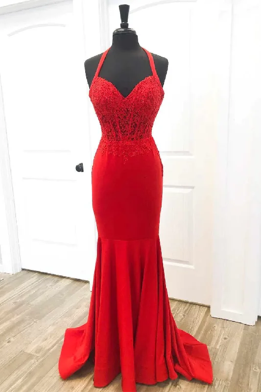 Huge Discounts casual shift dressElegant Red Halter Mermaid Prom Dress with Appliques Y925 Huge Discounts casual shift dressElegant Red Halter Mermaid Prom Dress with Appliques Y925