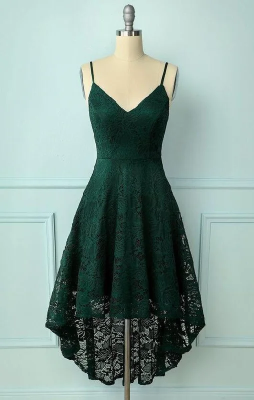 Act Fast elegant dressHigh low Dark Green Spaghetti Straps Lace Short Prom Dress A-line Dark Green Graduation Dress Y669 Act Fast elegant dressHigh low Dark Green Spaghetti Straps Lace Short Prom Dress A-line Dark Green Graduation Dress Y669