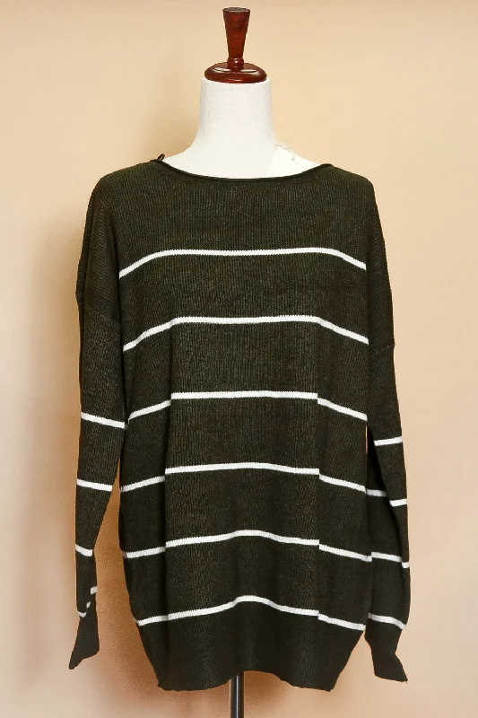 stylish coatPlus Charcoal Stripe Ribbed Sweater