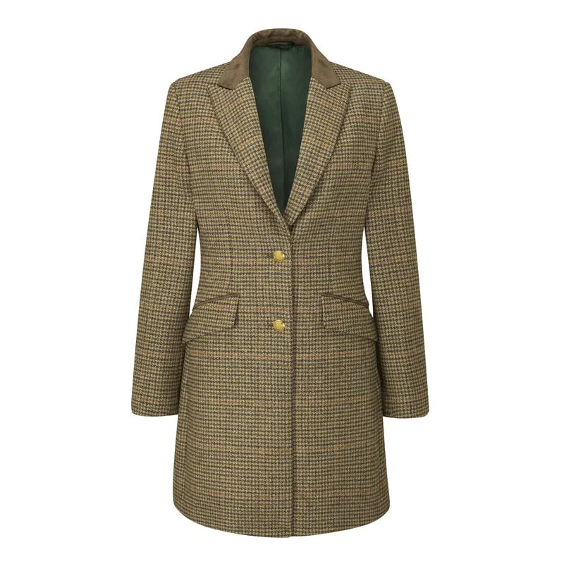 padded puffer coatAlan Paine Surrey Tweed Mid-Length Ladies Coat - Sycamore