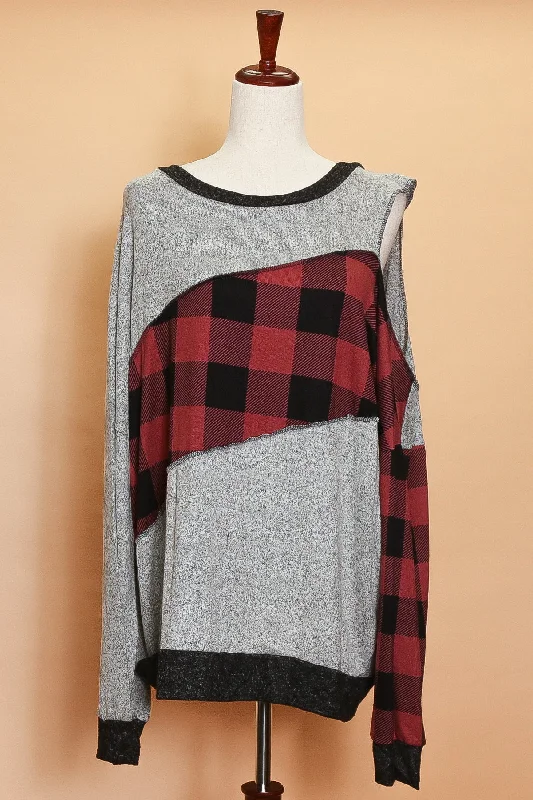 outdoor adventure coatPlus Burgundy Plaid Cut Out Sweater