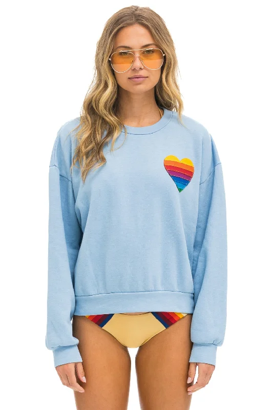 Super Bargain loose fit sports sweatshirtRAINBOW HEART STITCH RELAXED CREW SWEATSHIRT - ICE