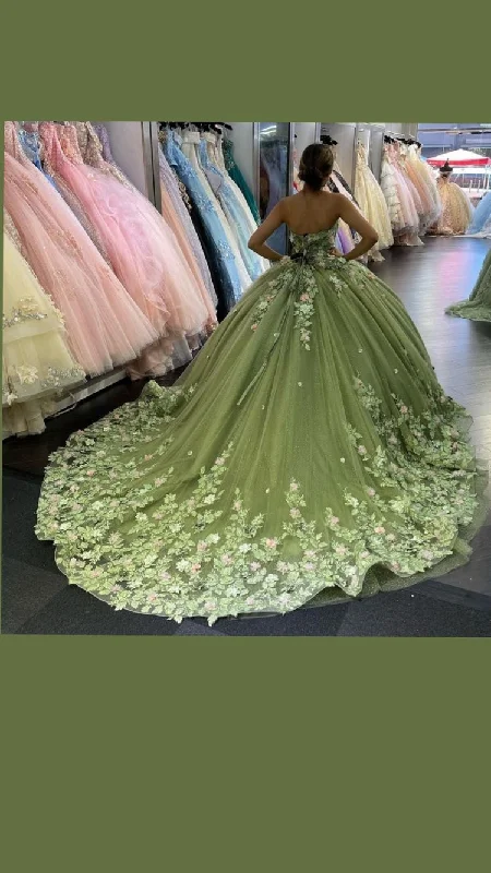 Lowest Prices elegant dressGreen Quinceanera Dresses Princess Ball Gown Appliques 3D Flowers Party Sweet 15 Y121 Lowest Prices elegant dressGreen Quinceanera Dresses Princess Ball Gown Appliques 3D Flowers Party Sweet 15 Y121