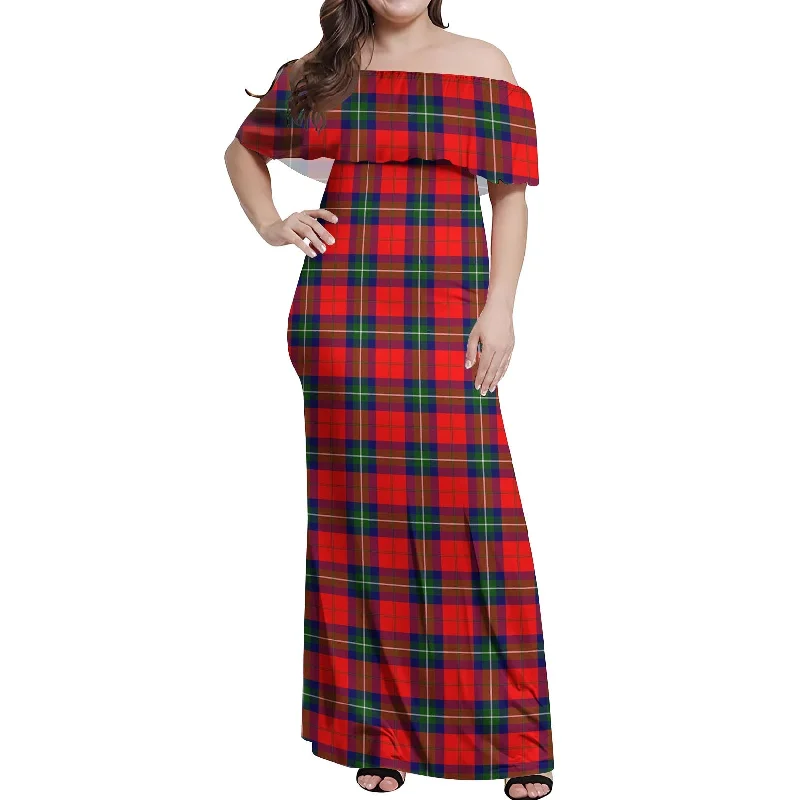 Mega Deal Ruthven Tartan Off Shoulder Long Dress