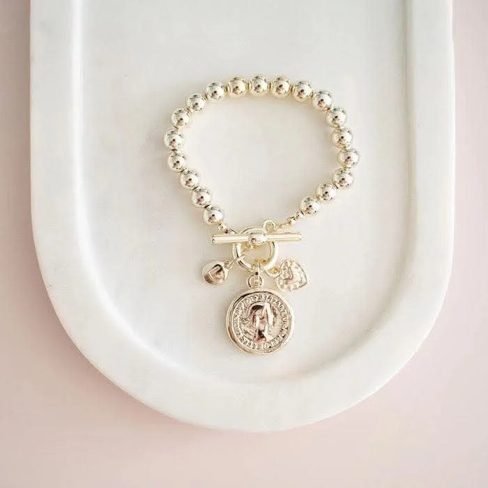 Closeout statement dressLight Gold Beads & Coin Bracelet LIMITED EDITON