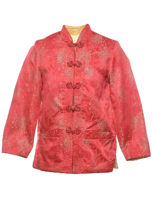 Online Only winter coatBrocade Design Red Traditional Evening Jacket - L