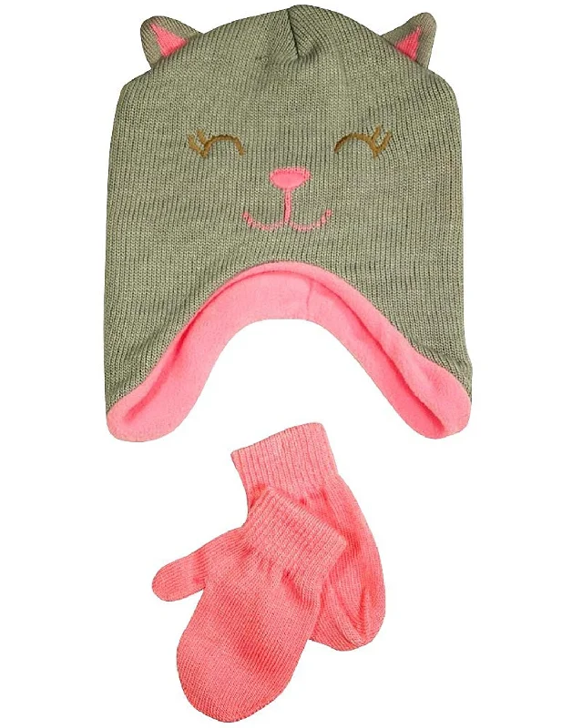 Don’t Miss Out lightweight coatWinter Warm-Up - Little Girls Hat and Mitten Set Fits 2-4