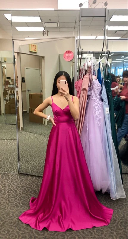 Exclusive Savings elegant evening dressA-line Spaghetti Straps Fuchsia Satin Prom Dress For Junior Teens Y700 Exclusive Savings elegant evening dressA-line Spaghetti Straps Fuchsia Satin Prom Dress For Junior Teens Y700