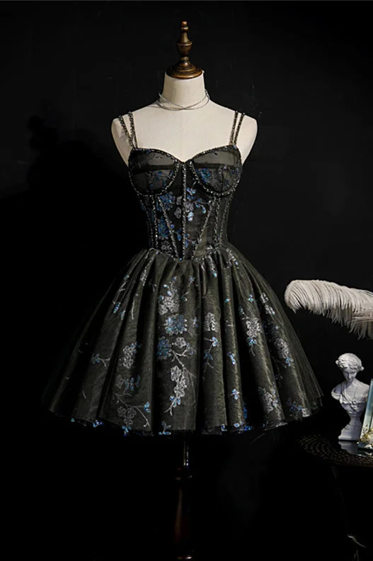 Great Deals layered dressBlack Corset Blue Flower Sequin Party Dress