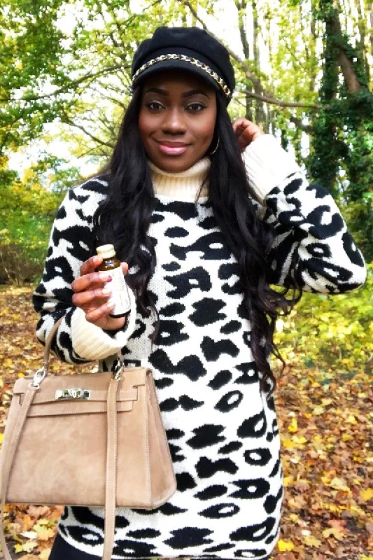 Hurry In graphic pullover sweatshirtApricot Leopard Roll Neck Jumper - Deona