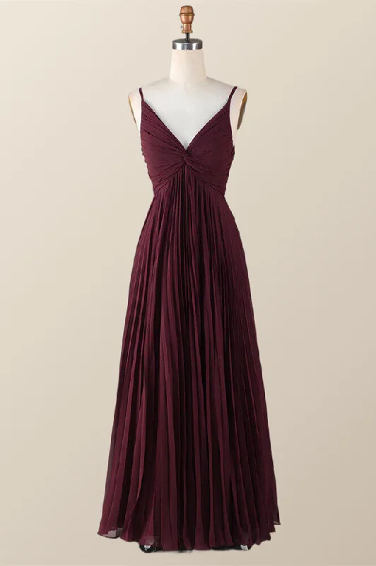Customer Appreciation Sale wrap-around dressTwisted Front Burgundy Chiffon Long Bridesmaid Dress