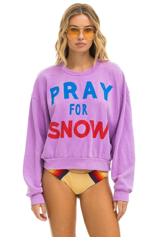 Don't Miss minimalistic workout hoodiePRAY FOR SNOW RELAXED CREW SWEATSHIRT - NEON PURPLE