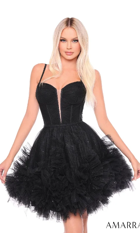 statement dressShort Corset Ruffled Hoco Dress 88677 by Amarra