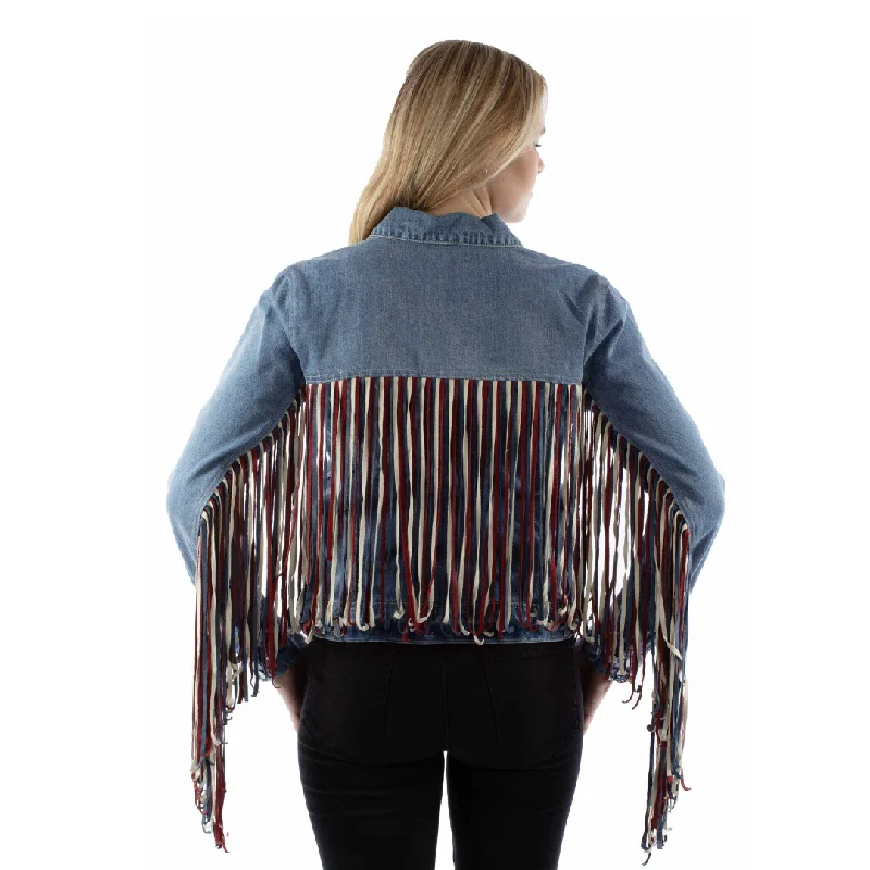 Price Break vintage trench coatWomen's Denim Jacket With Fringe By Scully HC943-RWB Price Break vintage trench coatWomen's Denim Jacket With Fringe By Scully HC943-RWB