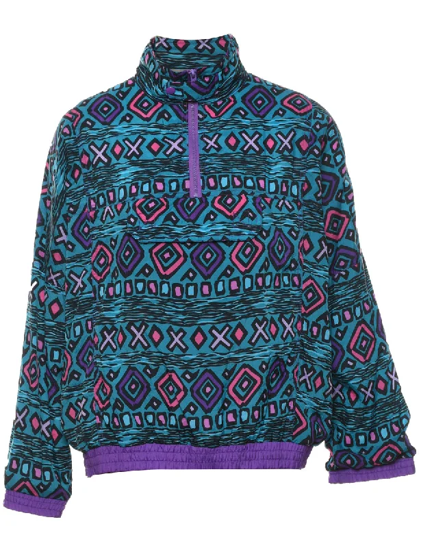 fashion-forward coatGeometric Pattern 1990s Multi-Colour Nylon Jacket - S