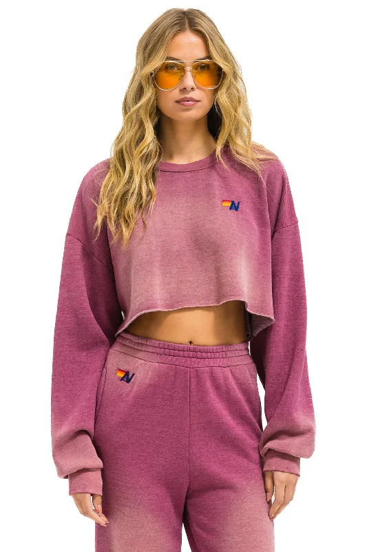 fashionable workout wearESSENTIAL CROPPED CREW SWEATSHIRT RELAXED - FADED BERRY