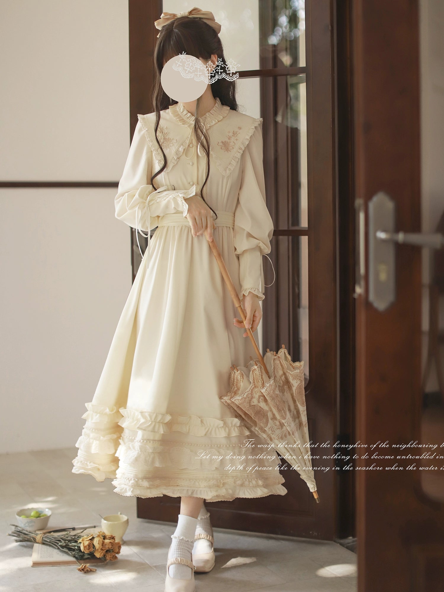 flowy evening dressHuTaoMuJK~Wind Kiss Tulip~Classic Lolita OP Elegant Lolita Cardigan