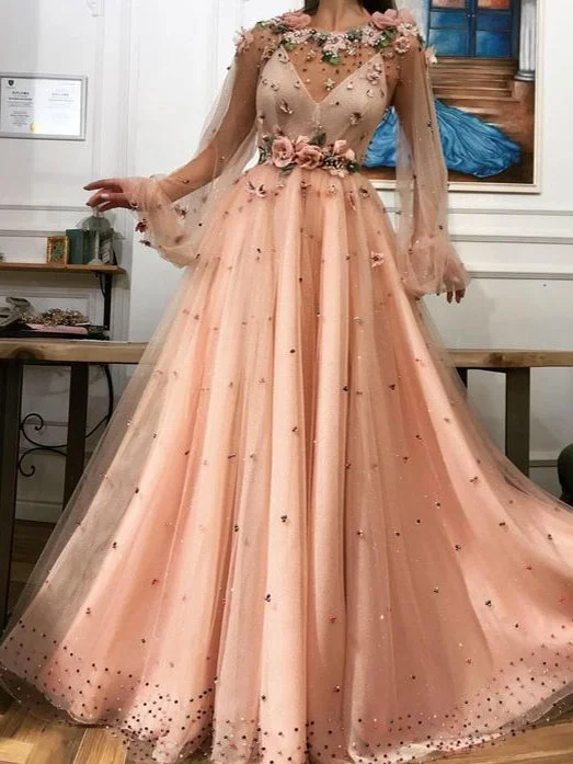 YEAR-End Clearance Long Sleeve Prom Dresses Aline Beading Fashion Prom Dress Luxury Evening Dress JKL1501