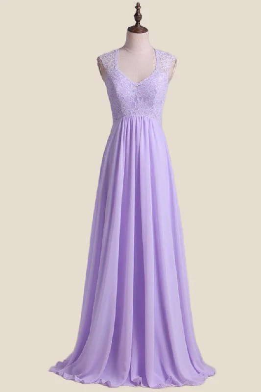 Markdowns floral wrap dressLavender Lace and Chiffon A-line Long Bridesmaid Dress