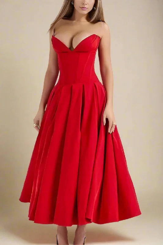 Limited Time Offer chic shift dressGabbi Bodycon Midi Dress - Lipstick Red