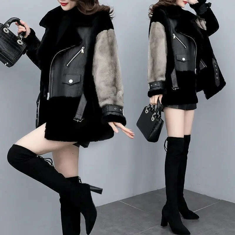 cold weather coat2023 New Turn-down Collar Winter Jacket Women Faux Fur Coat Elegant Thick Warm Outerwear Street Wear Fake Fur Fashion T76