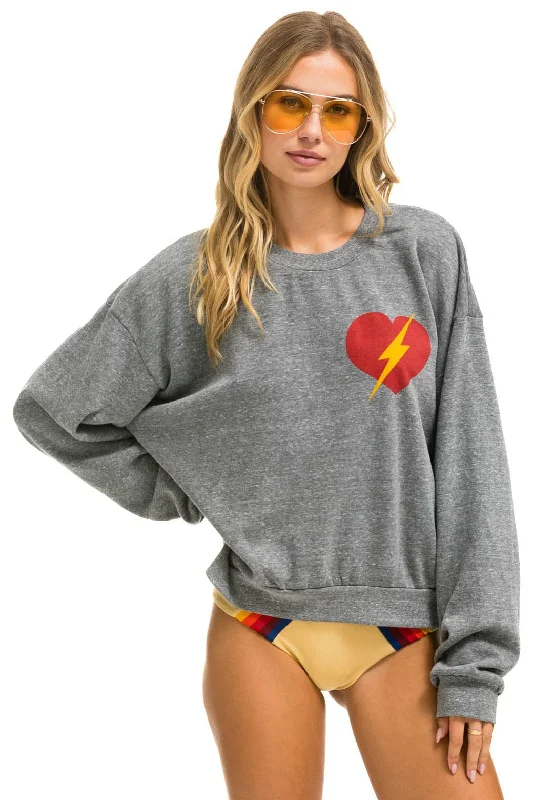 performance hoodie for gymBOLT HEART RELAXED CREW SWEATSHIRT - HEATHER GREY