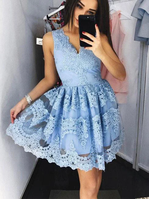 New Arrival Homecoming Dress Lavender Appliques Tulle Short Prom Dress Party Dress JKS047