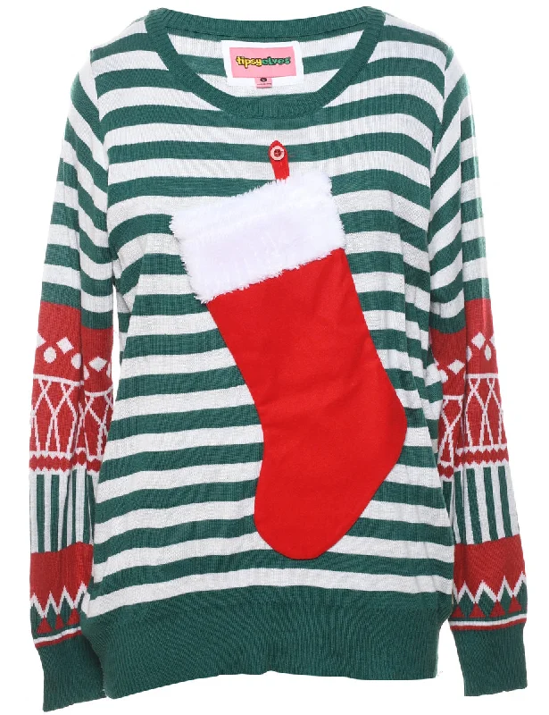 cozy coatStriped Christmas Jumper - L