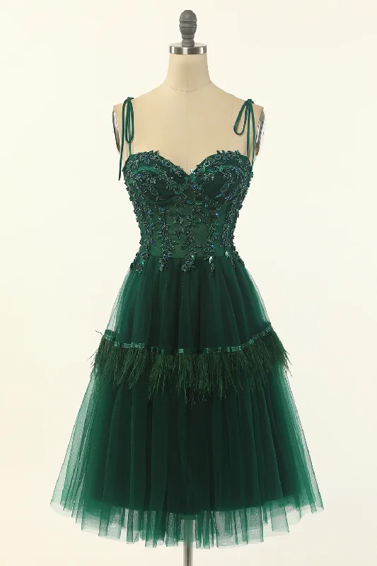 trendy dressA-Line Green Tulle Above Knee Length Homecoming Dress,Party Dress Y1703