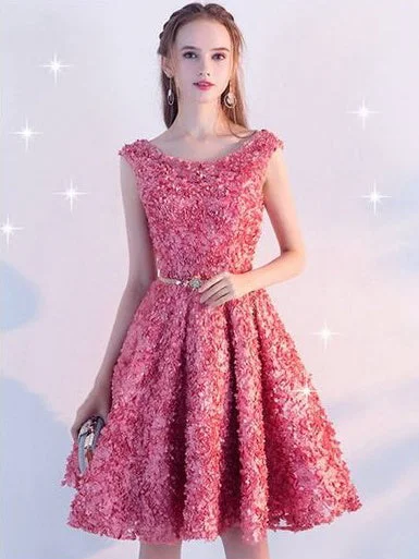 Price Blitz Beautiful Homecoming Dress Scoop Lace-up Lace Short Prom Dress Party Dress JK069