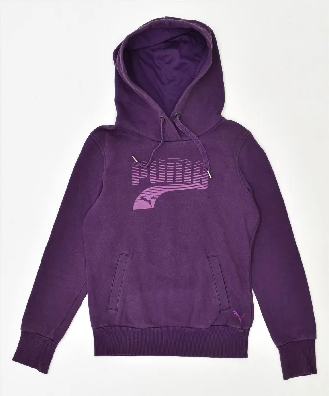 Friends and Family Sale lightweight hoodiePUMA Womens Graphic Hoodie Jumper UK 6 XS Purple Cotton