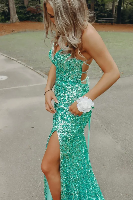New Arrival office dressSexy Green Sequins Mermaid Spaghetti Straps Long Prom Dress Y617 New Arrival office dressSexy Green Sequins Mermaid Spaghetti Straps Long Prom Dress Y617