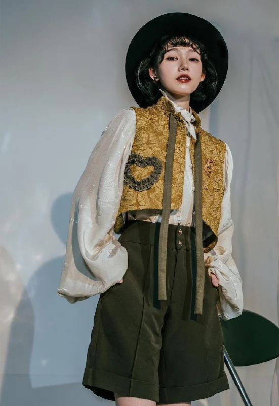 Instant Discount textured dressZJstory~Gilded Age~Vintage Lolita Vest Suit Oil Painting Style Skirt Coat