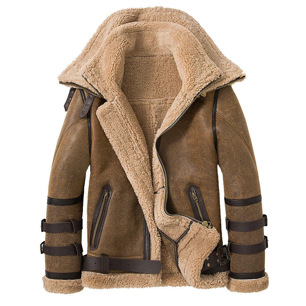 Don't Miss oversized puffer coatDouble Collars Thick Genuine Leather Sheepskin Fur Jacket Natural Shearling Fur Coat Winter Men Warm Fur Clothing