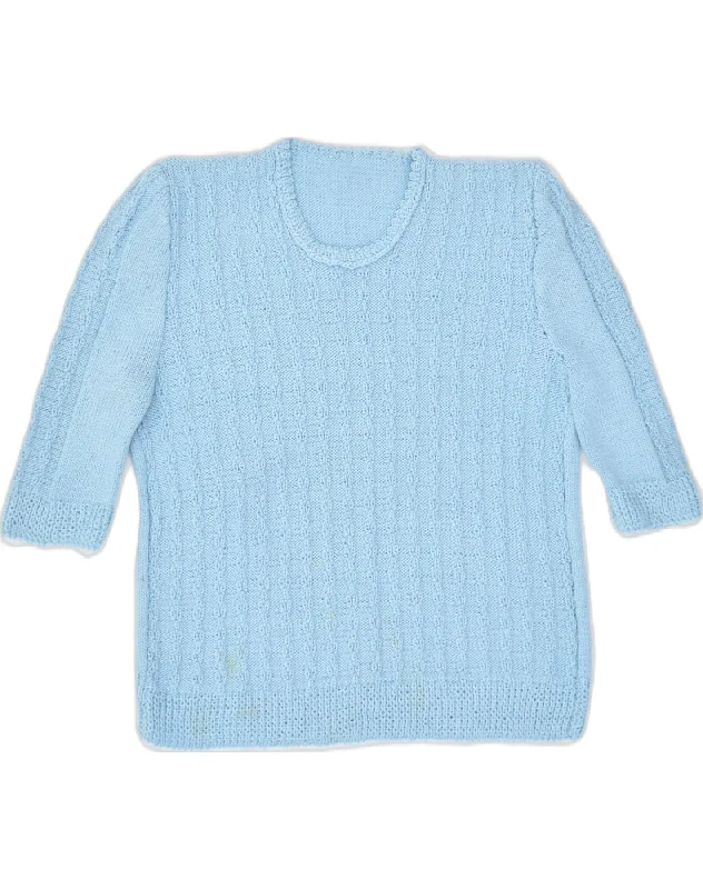 modern hoodieVINTAGE Womens Crew Neck Jumper Sweater UK 4 XS Blue