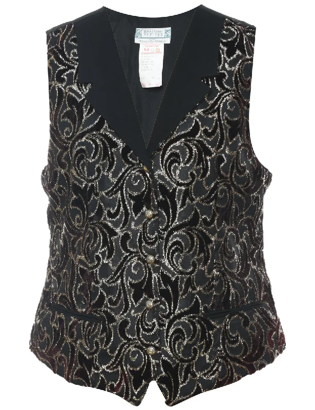 insulated trench coatBlack & Silver Metallic Patterned Waistcoat - L