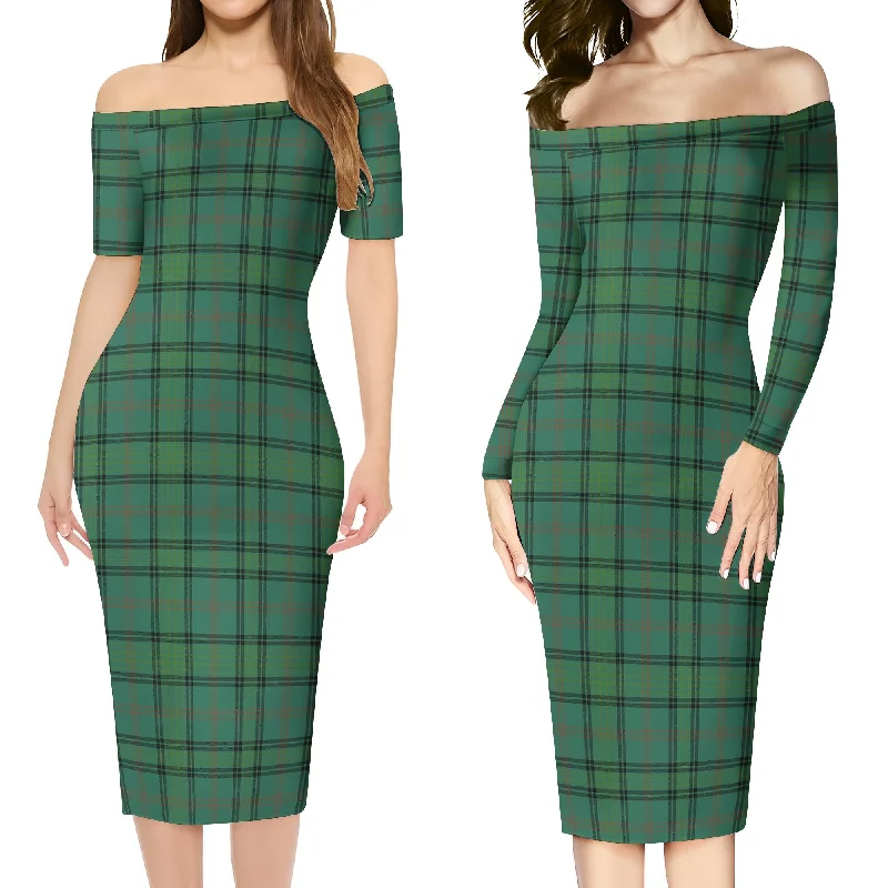 Super Bargain Ross Hunting Ancient Tartan Off Shoulder Lady Dress