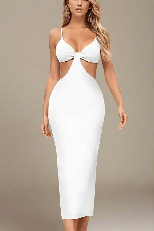 Epic Deals casual knit dressAria Bodycon Day Maxi Dress - Pearl White