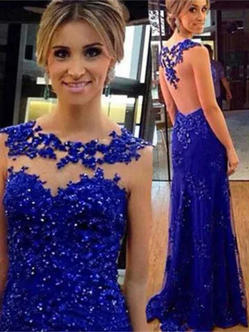 Special Savings Beautiful Prom Dresses Royal Blue Sheath/Column Long Prom Dress/Evening Dress JKL102