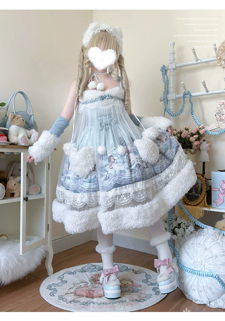 midi dressSpireme Cat~Penguin Snow Treasure~Kawaii Lolita JSK Penguin Printing Winter Dress