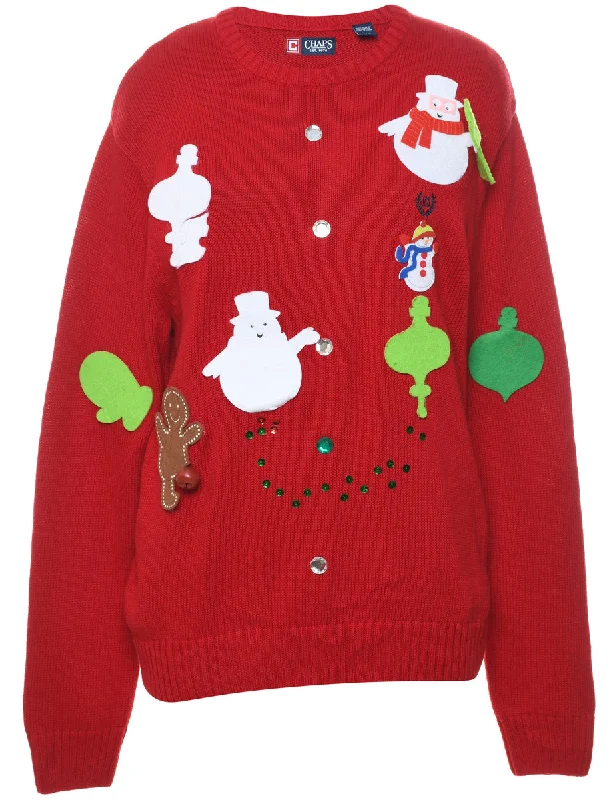 sleek and warm coatChaps Snowman Christmas Cardigan - L