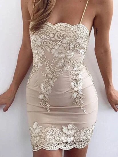 Last Chance Sexy Homecoming Dresses Sheath Spaghetti Straps Short Prom Dress Chic Party Dress JK638